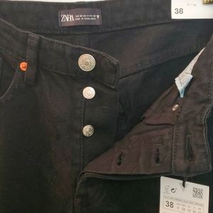 Womens Zara 6 NWT black jeans straight mid rise